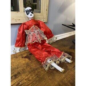 Vintage Heritage Collector Doll Harlequin Clown Mime Porcelain Music Works